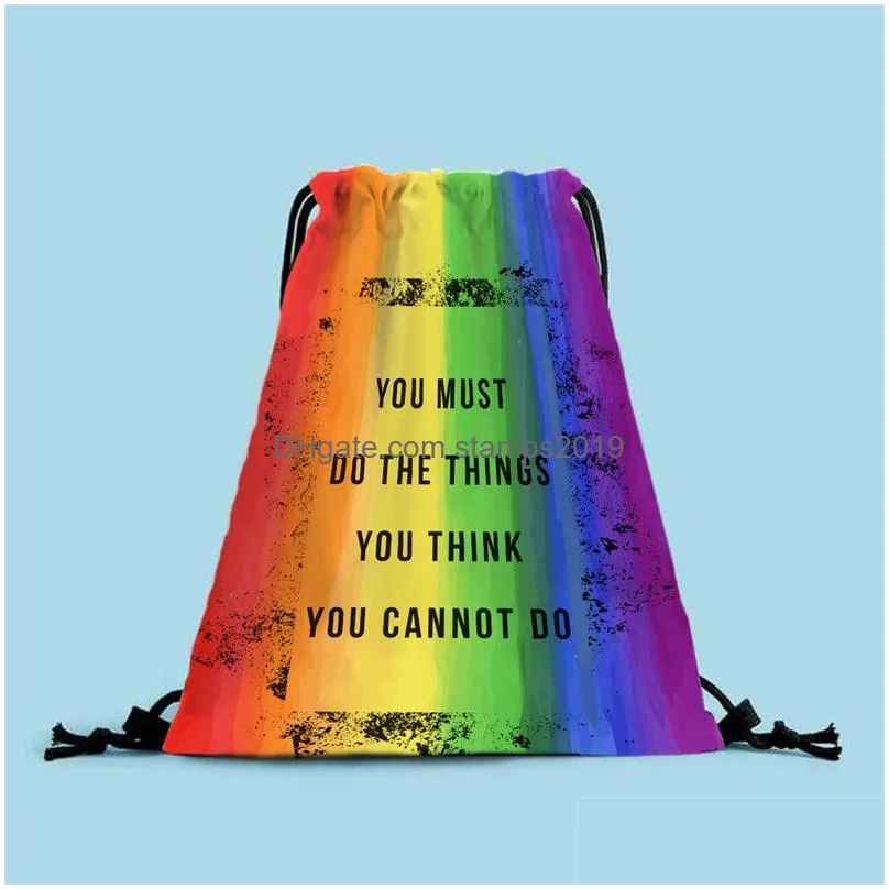 lgbt drawstring bag pride rainbow design creative storage bag homosexual polyester stretch backpack