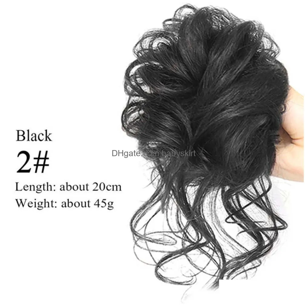 Synthetic Wigs Synthetic Chignon Messy Scrunchies Elastic Band Hair Bun Curly Updo Hairpiece High Temperature Fiber Natural Fake Hair Dhi5C