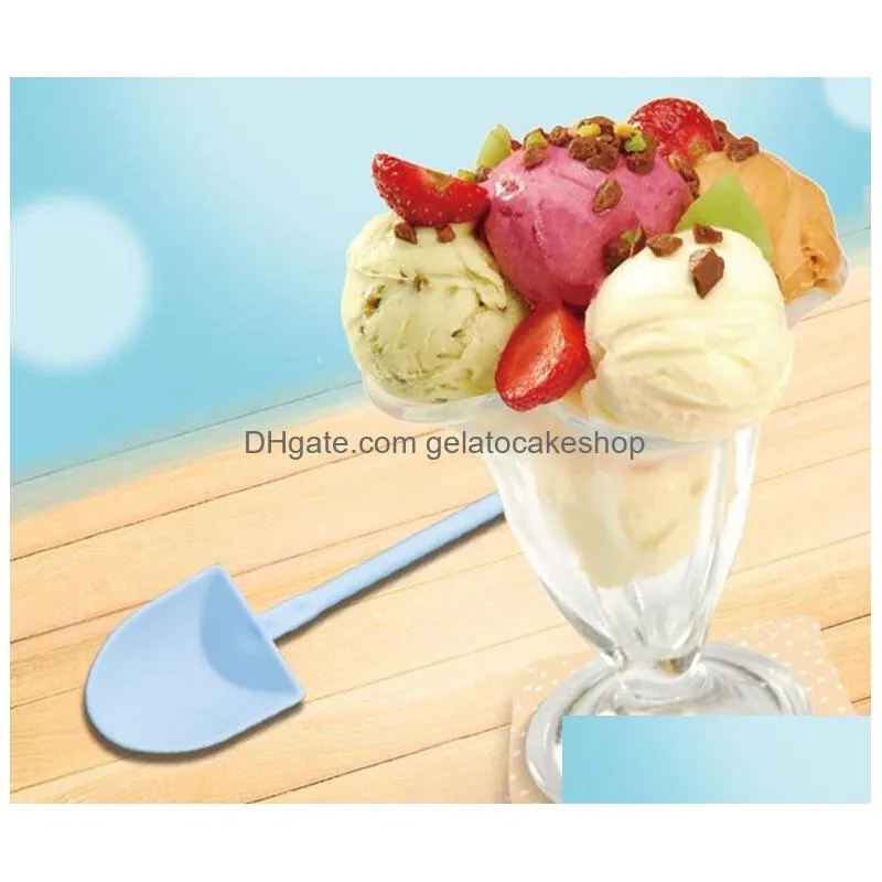 6000pcs/lot disposable potted ice cream scoop shovel small potted flower pot cake spoon 5 colors 