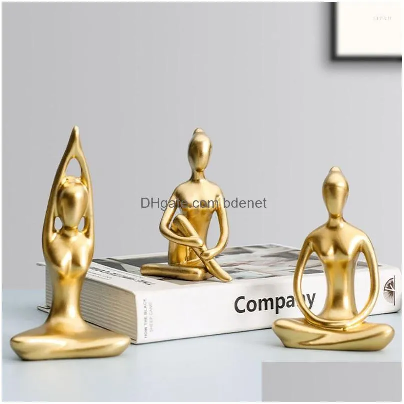 Decorative Objects & Figurines Decorative Figurines Nordic Abstract Yoga Girl Ornaments Living Room Tv Cabinet Bookcase Decoration Min Dhma8