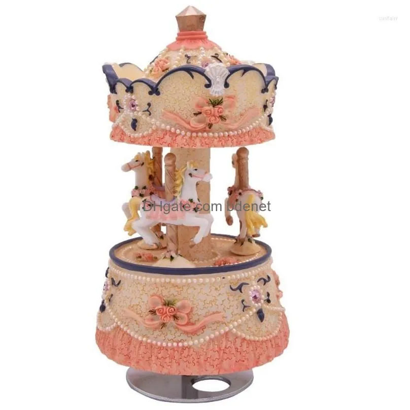 Decorative Objects & Figurines Decorative Figurines Clockwork Mechanism Carousel Music Box Christmas Musical Gifts For Kids Play Carry Dhr7C