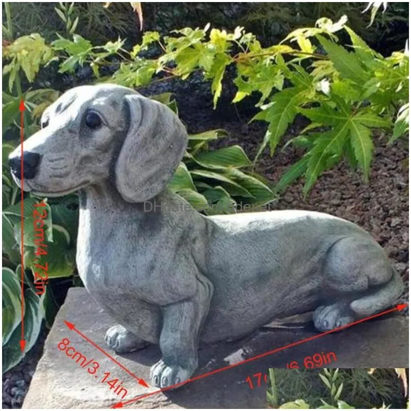 Garden Decorations Dachshund Statue Decor Memorial Dog Figurines Accessories Outdoor Decoration Big Figures Drop Delivery Dh1Sc