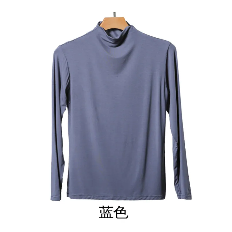2023 autumn winter womens trackless high-neck t-shirt modal solid color large size base shirt with top
