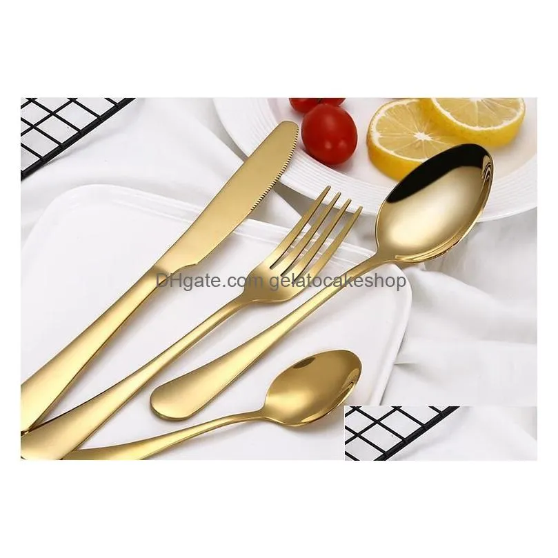 4pcs set highgrade cutlery flatware set spoon fork knife tea spoon stainless steel dinnerware set kitchen utensil