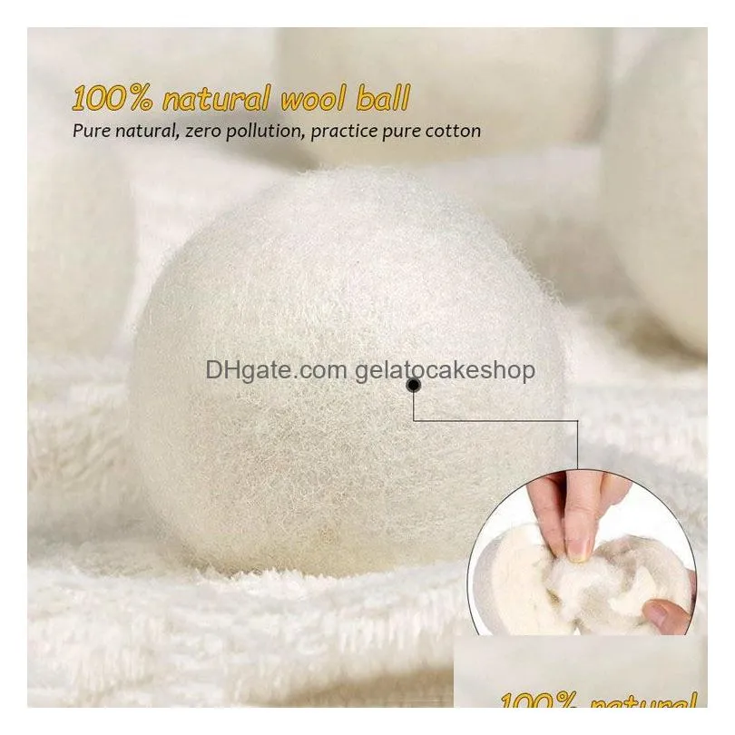 6pcs/lot wool dryer balls premium reusable natural fabric softener 2.75inch static reduces helps dry clothes in laundry quicker