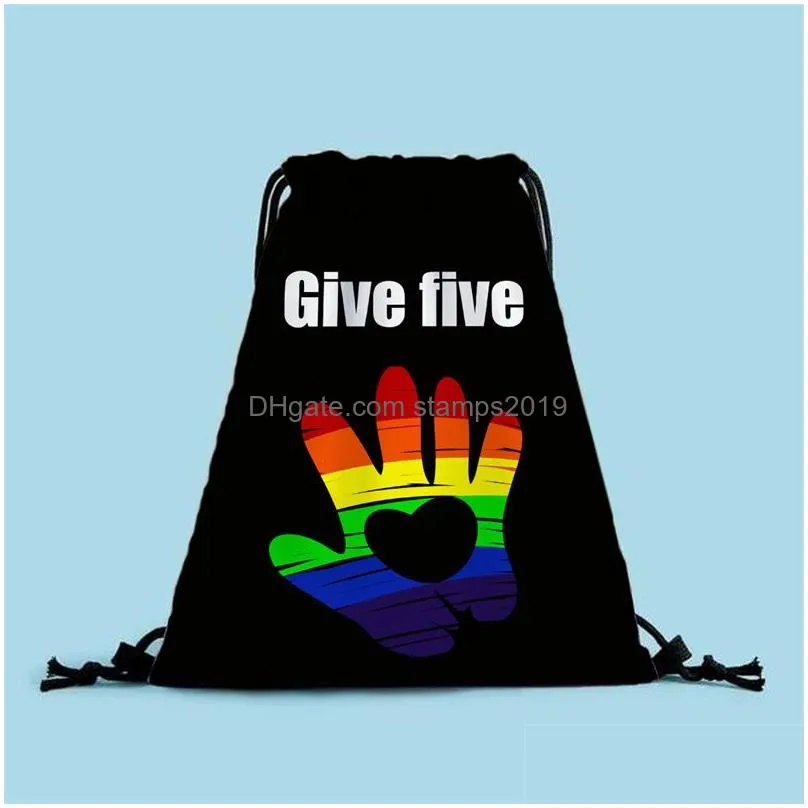lgbt drawstring bag pride rainbow design creative storage bag homosexual polyester stretch backpack