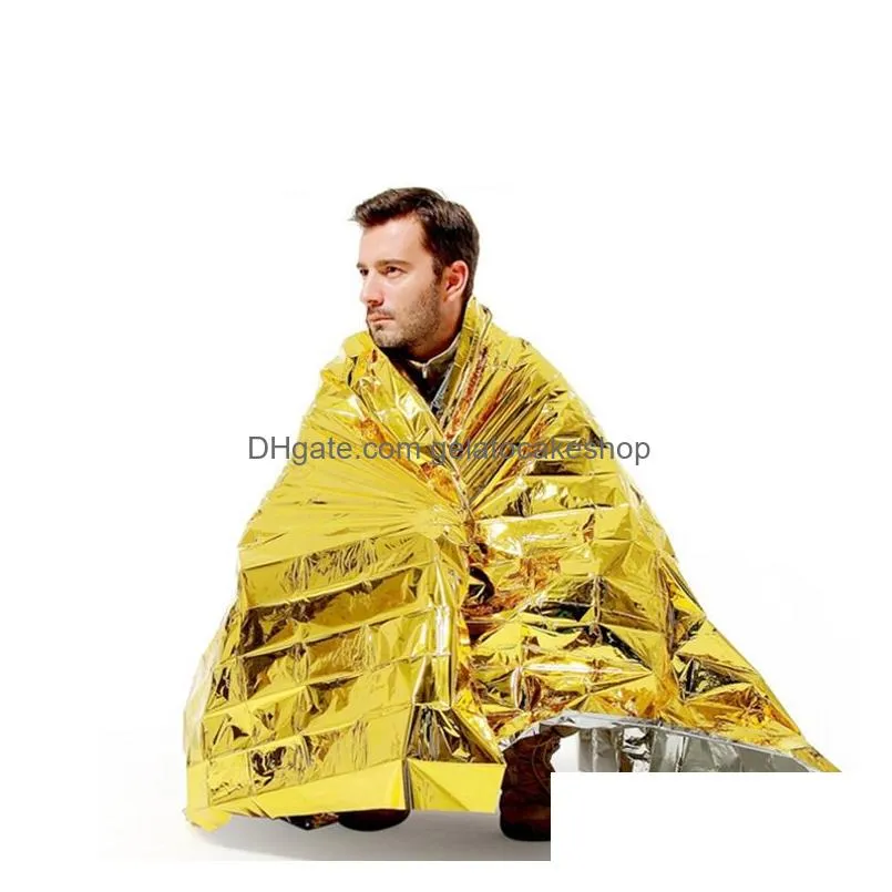 10pcs outdoor pads water proof emergency survival rescue blanket foil thermal space first aid sliver curtain military blanket