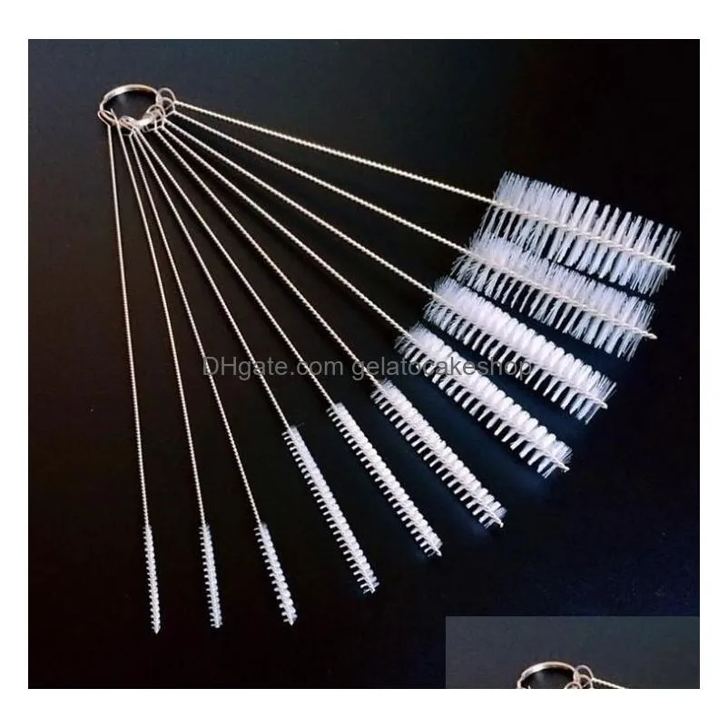 8 nylon tube brush set cleaning brush set for drinking straws glasses keyboards jewelry cleaning home cleaning supplies 10pcs lot