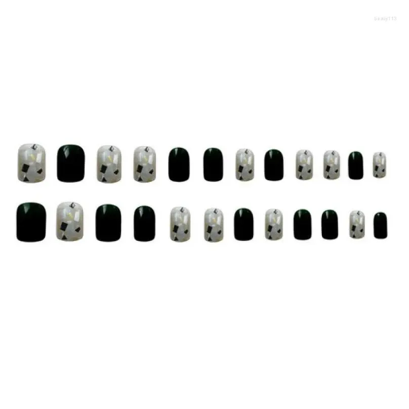 nail stickers black silver gold shell fake nails wear finished 24