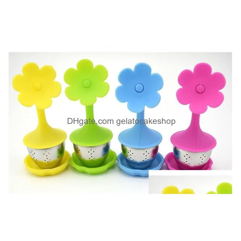 creative silicone tea infuser flowers shape silicon teacup with food grade make tea bag filter stainless steel strainers tea leaf