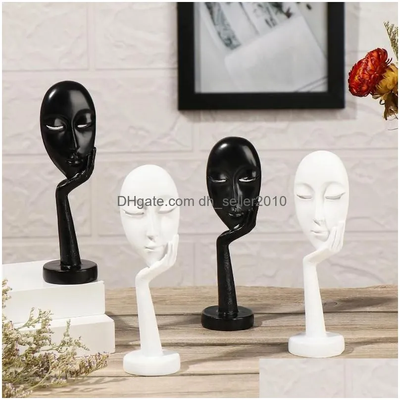 Decorative Objects & Figurines Decorative Figurines Mask Face Miniatures Ornaments Christmas Resin Abstract Figure Mini Thinker Modern Dh3Wg