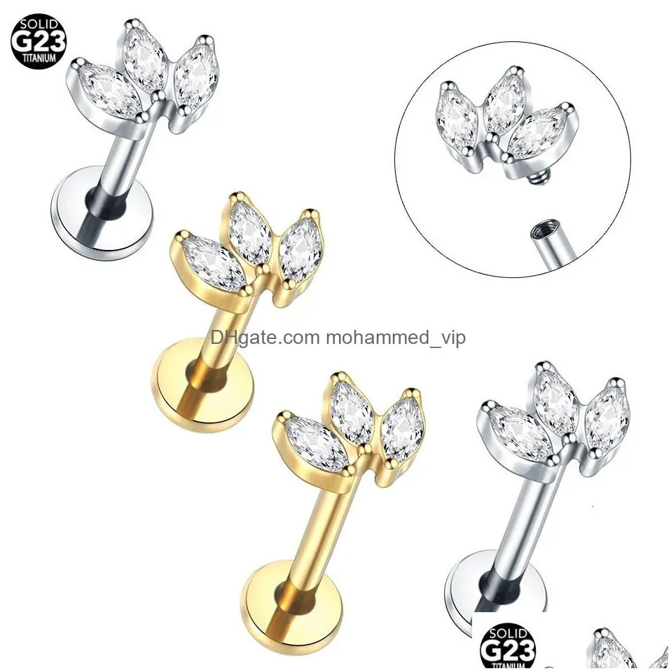 10pcslot labret rings piercing cubic zircon ear tragus earring stud conch helix daith jewelry 16g 240130