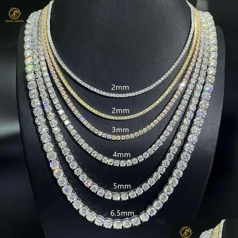  est price hip hop 925 sterling silver 2mm 3mm 4mm 5mm 6.5mm vvs moissanite diamond necklace moissanite tennis chain