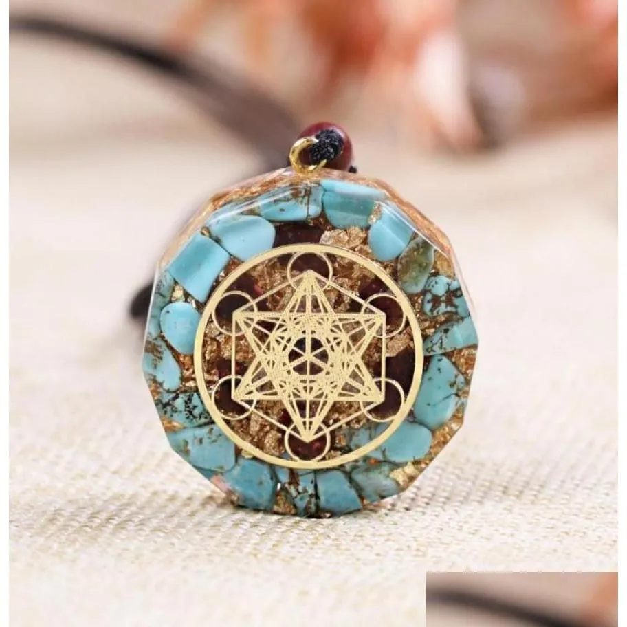 orgonite energy pendant mehta special energy generator angel necklace turquoises crystal emf protection for chakra healing8204038