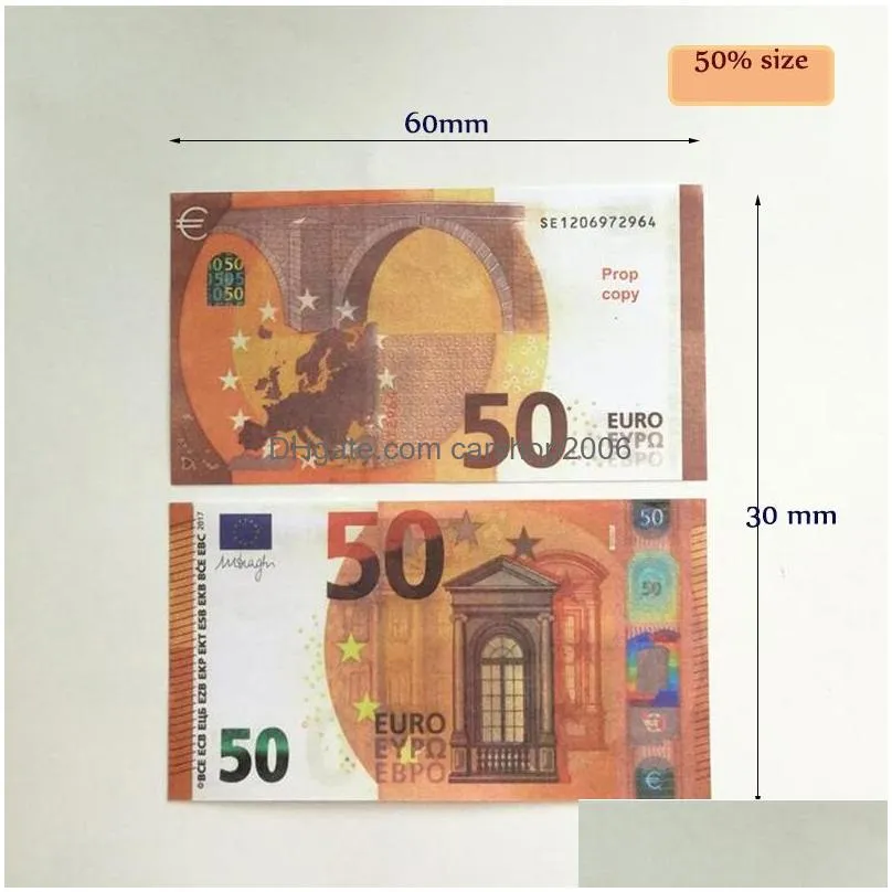 other festive party supplies party supplies fake money banknote 10 20 50 100 200 500 euros realistic toy bar props copy currency movie money faux-billets