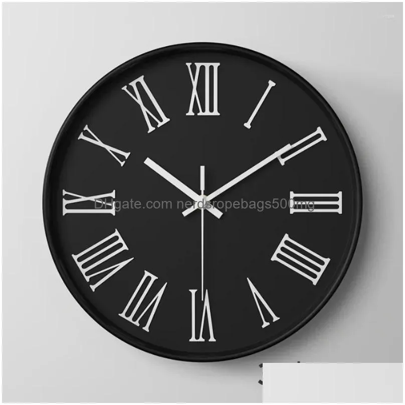 Wall Clocks Nordic Design Clock Hanging Home Wooden Living Room Modern Watches Silent Minimalist Simple Classic Reloj Drop Delivery Dhck8