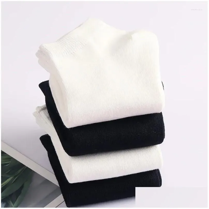 Men`S Socks Mens Socks 5 Pairs Men Low Cut Breathable Business Polyester Boat Sock Solid Color Comfortable Ankle Casual White Black S Otpvc