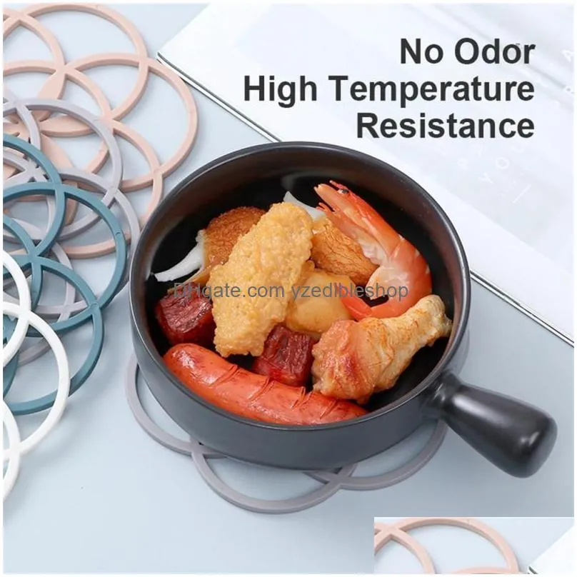 mats pads kitchen creative silicone heat insulation pad thicken dining table pot bowl anti-scalding anti-heat decoration