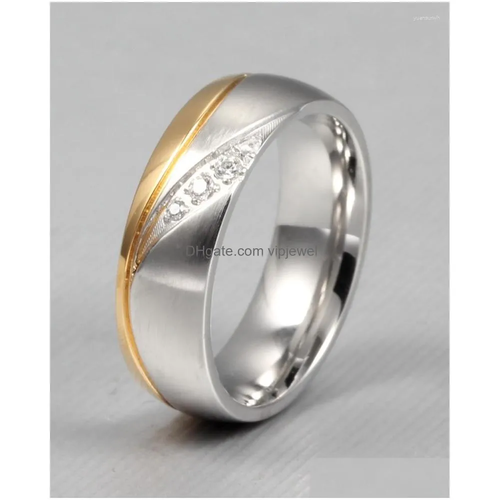 wedding rings fashion gold color women quality stainless steel couple ring gift for lovers engagement promise utr8037