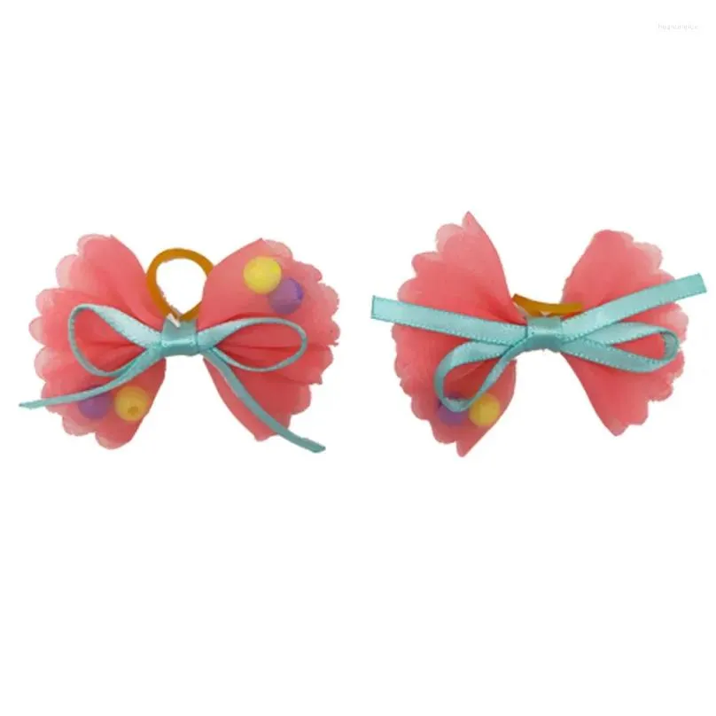 dog apparel 10pcs bow ties bows bowknot hair bands elastic headwear headdress for puppy cat ( mixed color )