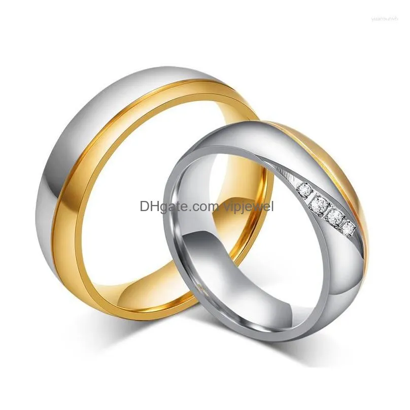 wedding rings fashion gold color women quality stainless steel couple ring gift for lovers engagement promise utr8037