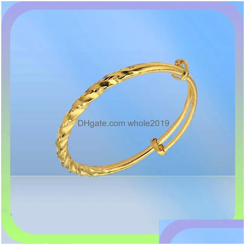 Bangle Ed Womens Bangle Solid 18K Yellow Gold Filled Fashion Adjustable Bracelet Gift Dia 6Cm Classic Style53742531455567 Drop Delive Dh1Dw