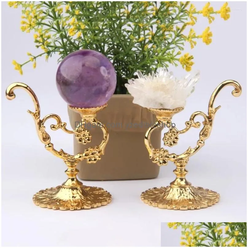 decorative plates creative metal ornament home decoration glass ball stand crystal base display rack sphere