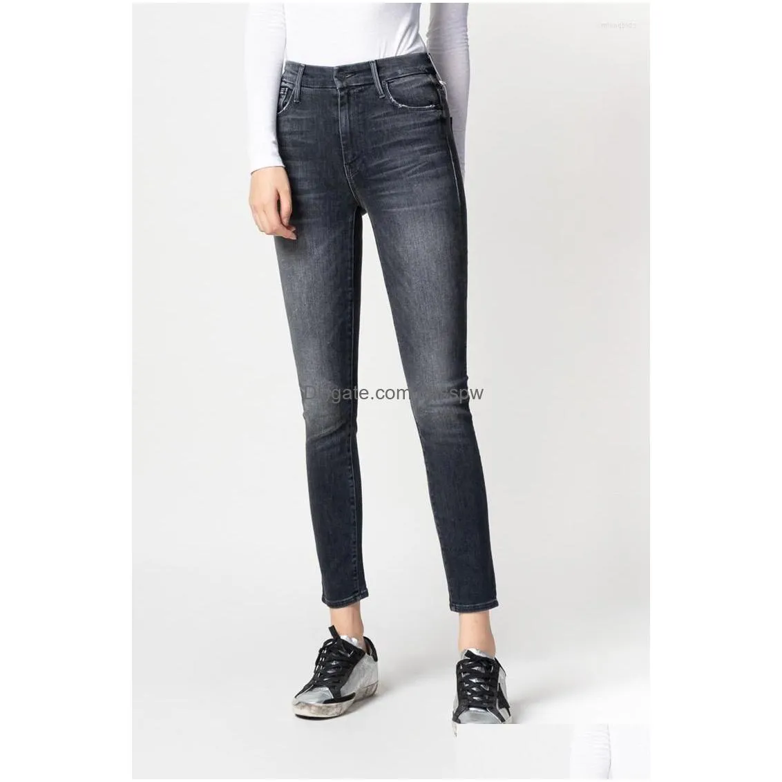 womens pants mother same paragraph high-waisted nine-point high-elastic foot buttocks slimming jeans women