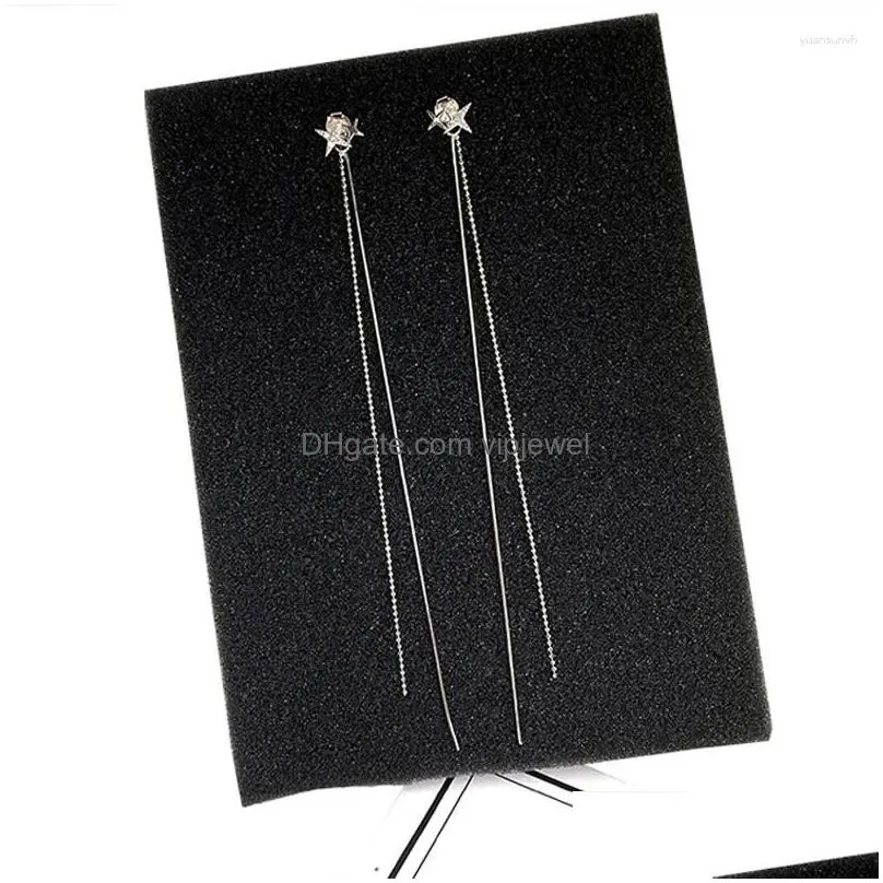 dangle earrings s925 silver needle tassel long chain zircon star drop earring for women girls ear line hanging earings jewelry gifts