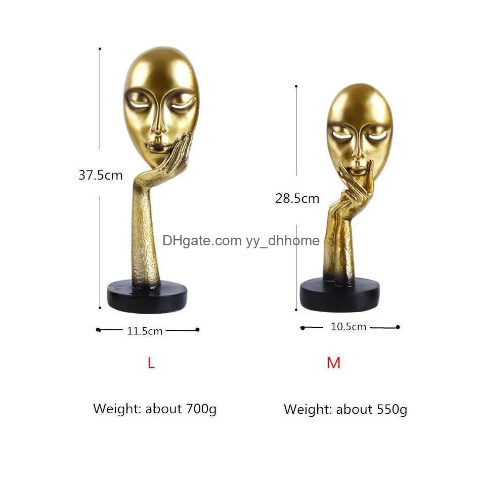 accessories for home decoration silence is gold statue of human face sculpture abstract african