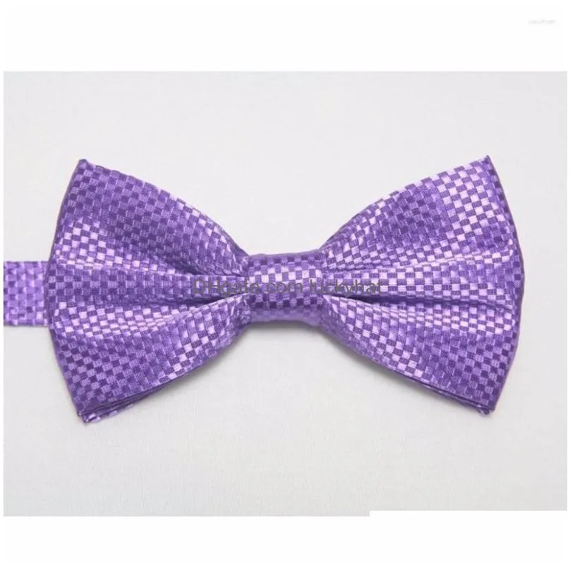 Bow Ties Hooyi Solid Color Butterflies Bowknot Mens Bowtie Plaid Butterfly Drop Delivery Dhwhc