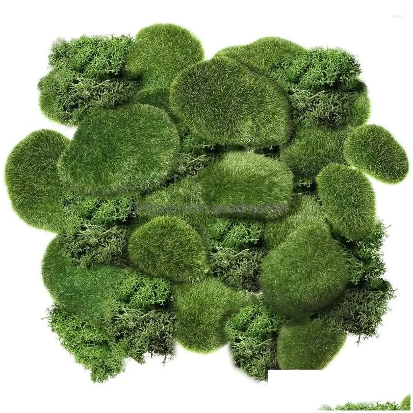 decorative flowers artificial fake moss rock eternal life green plants grass landscape mini crafts straw mattress for home el garden