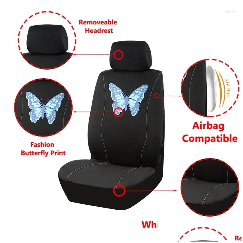 car seat covers butterfly print cover trendy decorative interior accessories universal 2/5 seats breathable