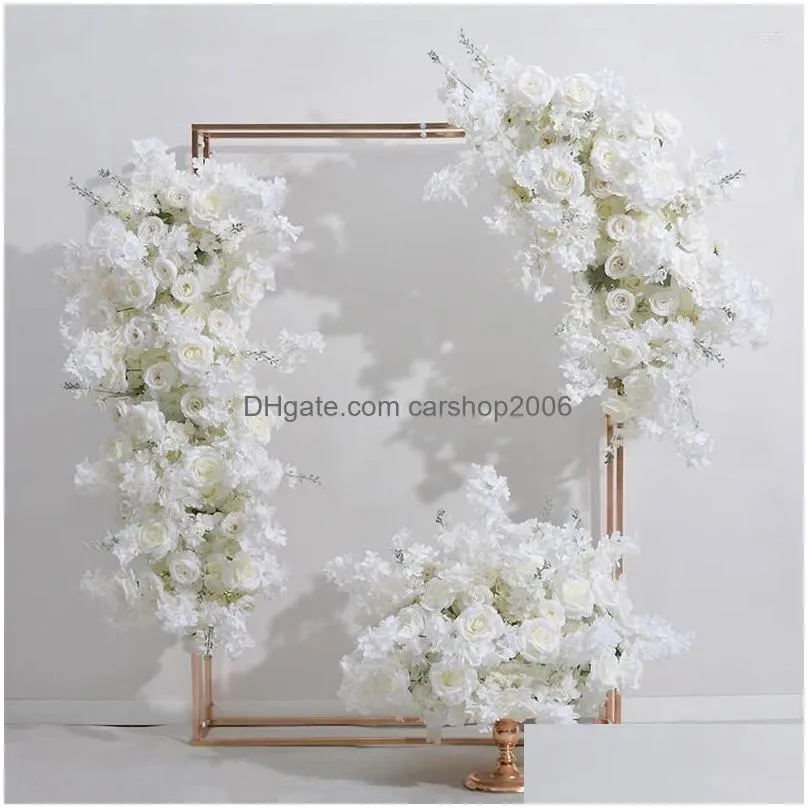 decorative flowers white artificial cherry blossom roses hanging corner flower row wedding backdrop arch decor table centerpiece party