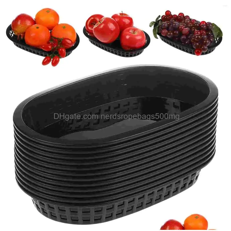 Dishes & Plates Plates 12 Pcs French Fries Hamburger Basket Serving Trays Plastic Fruit Baskets Restaurants Kitchen Fast Cupcake Drop Dh7Zu