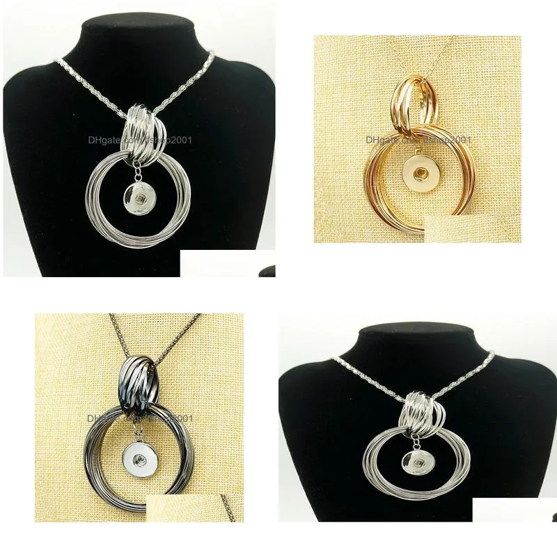 metal snap necklace metal round circles elegant length 76cm fit 18mm snap buttons jewlery whole women dj0022 christmas gift4649039