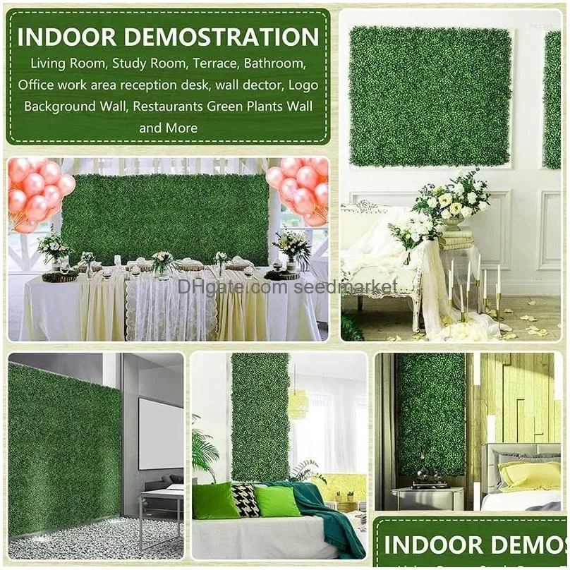 decorative flowers green artificial plants wall panel plastic outdoor lawns carpet decor home wedding backdrop party grass flower