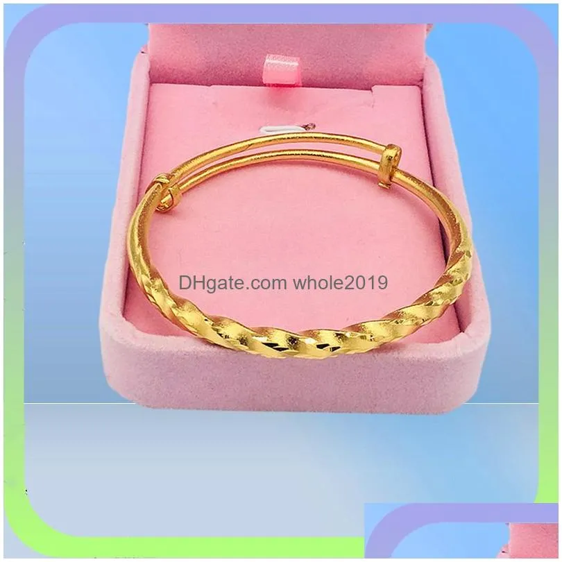 Bangle Ed Womens Bangle Solid 18K Yellow Gold Filled Fashion Adjustable Bracelet Gift Dia 6Cm Classic Style53742531455567 Drop Delive Dh1Dw