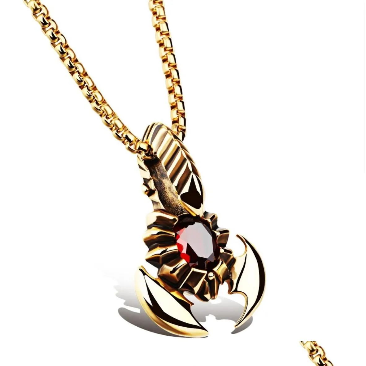 Pendant Necklaces Fashion Jewelry Stainless Steel Men Necklace Scorpion With Stone Golden Sier Pendant High Quality Necklaces For Men5 Dhaud