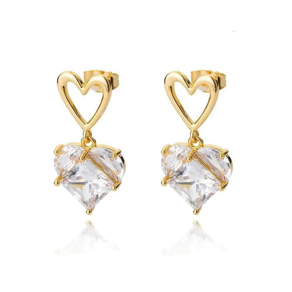 Stud Heart Earrings For Women Girl Steel Gold Plated Love Ear Drop Earring Couple 2023 New In Trend Jewelry R231117 Drop Delivery Otyle