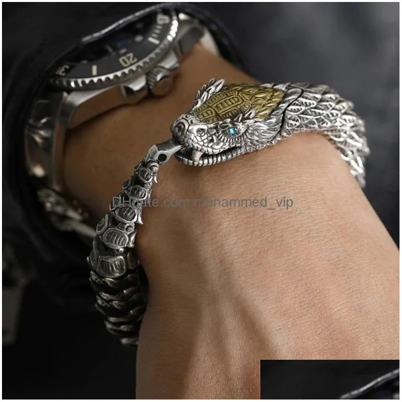 chain curb bracelet y dragon link for fathers day heavy cool scale bangle jewelry ornament 231016
