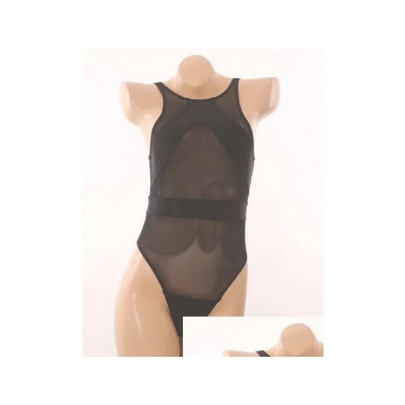 Women`S Swimwear New Mesh Black One Piece Swimwear Y See Through Bikini Monokini Vintage Bathing Suit Swimsuit Drop Delivery Apparel Otxgk