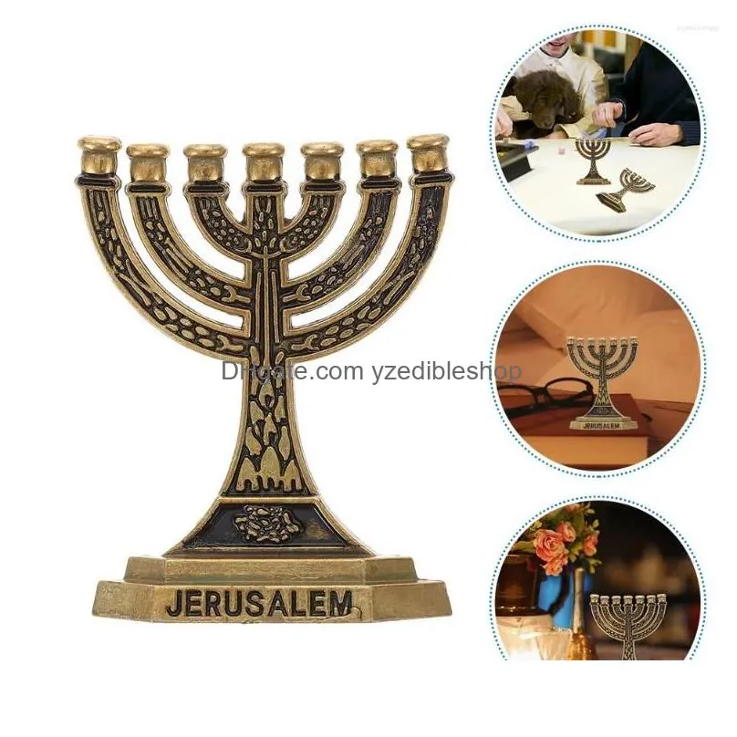 candle holders 2pcs israel menorah 7-branch jewish holder religious candelabrum alloy