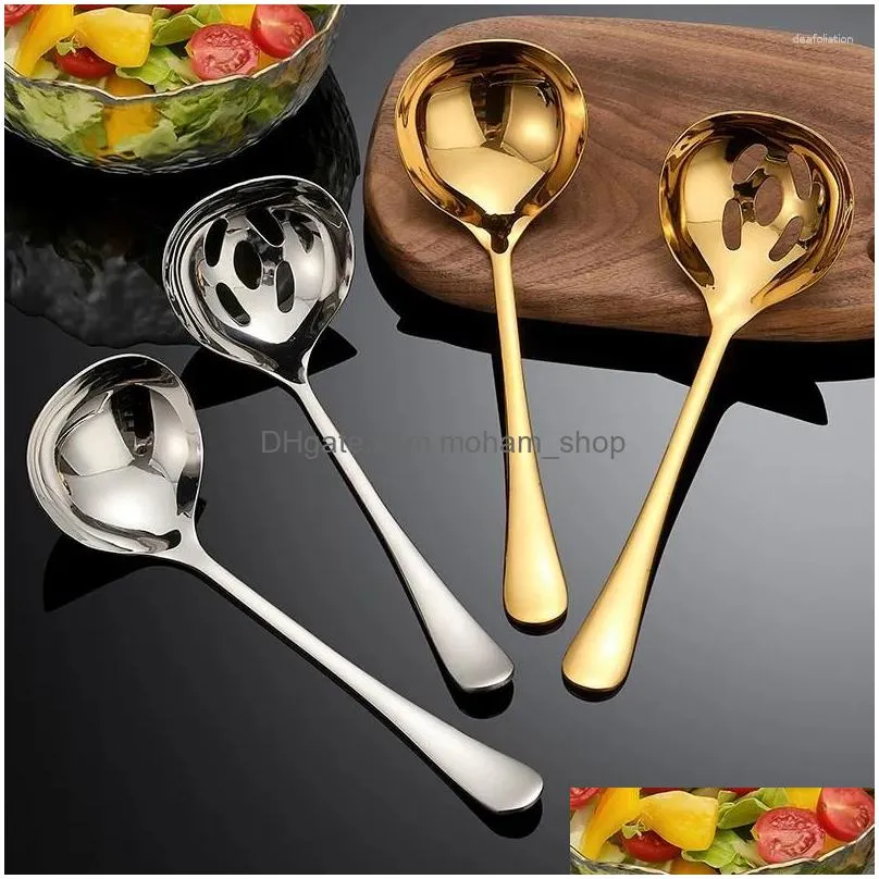 spoons ladle stainless steel tableware home utensils big spoon long handle restaurant accessories for serving kitchen ware