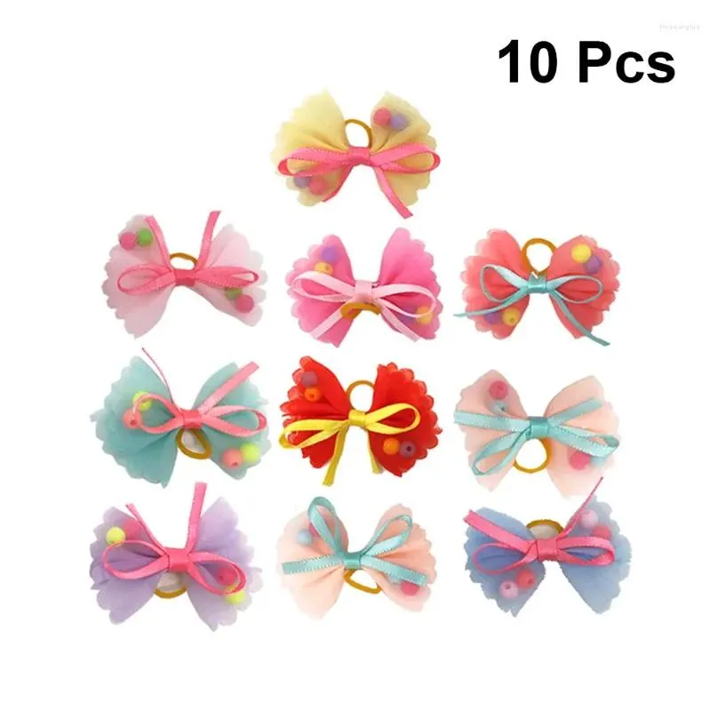 dog apparel 10pcs bow ties bows bowknot hair bands elastic headwear headdress for puppy cat ( mixed color )