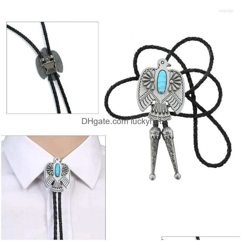 Bow Ties Vintage Bolo For Women Men Turquoise Bolatie Necktie Western  Necklace Tie Music Concert Tours Neckwear Drop Delivery Dh5Ws