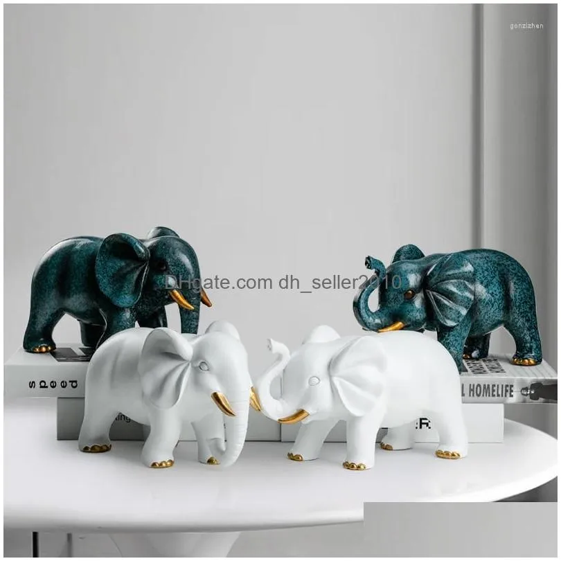 Decorative Objects & Figurines Decorative Figurines Nordic Style Creative Resin Scpture Crafts Elephant Model Living Room Wine Cabinet Dhenq