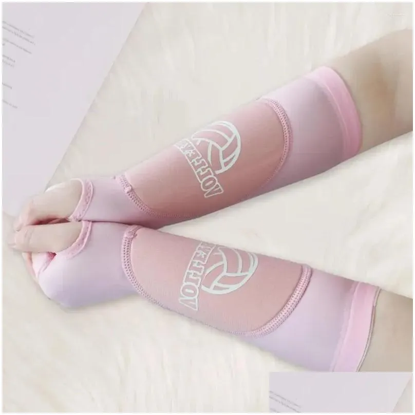 wrist support 2pcs volleyball arm sleeves thumb hole design super soft high elastic breathable forearm padded