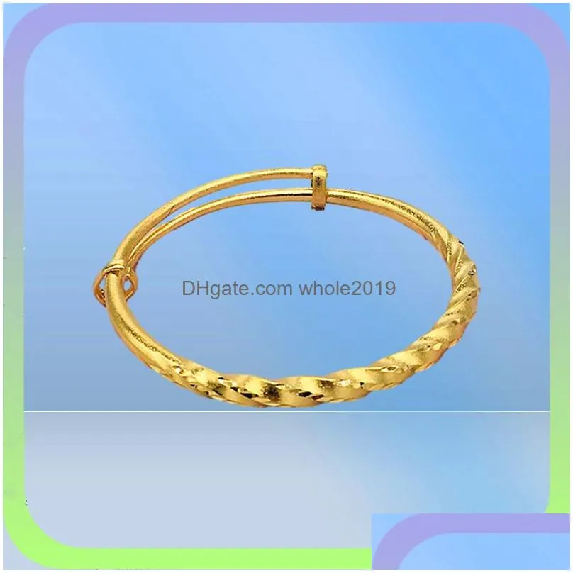 Bangle Ed Womens Bangle Solid 18K Yellow Gold Filled Fashion Adjustable Bracelet Gift Dia 6Cm Classic Style53742531455567 Drop Delive Dh1Dw