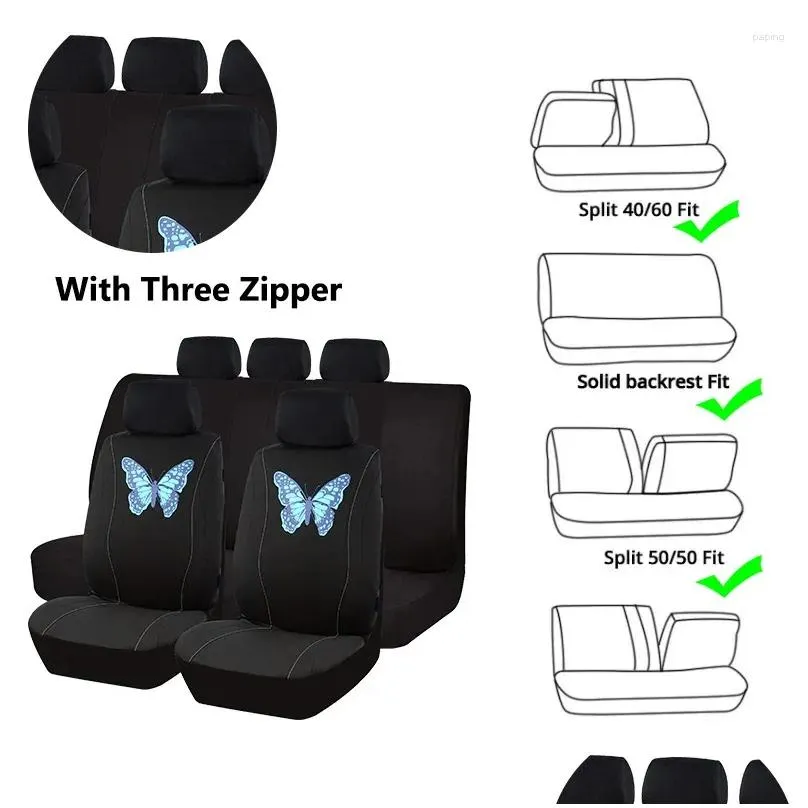 car seat covers butterfly print cover trendy decorative interior accessories universal 2/5 seats breathable